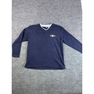 Pooh Tigger Disney Embroidered Fleece Pullover Navy Blue V-Neck L/G Women